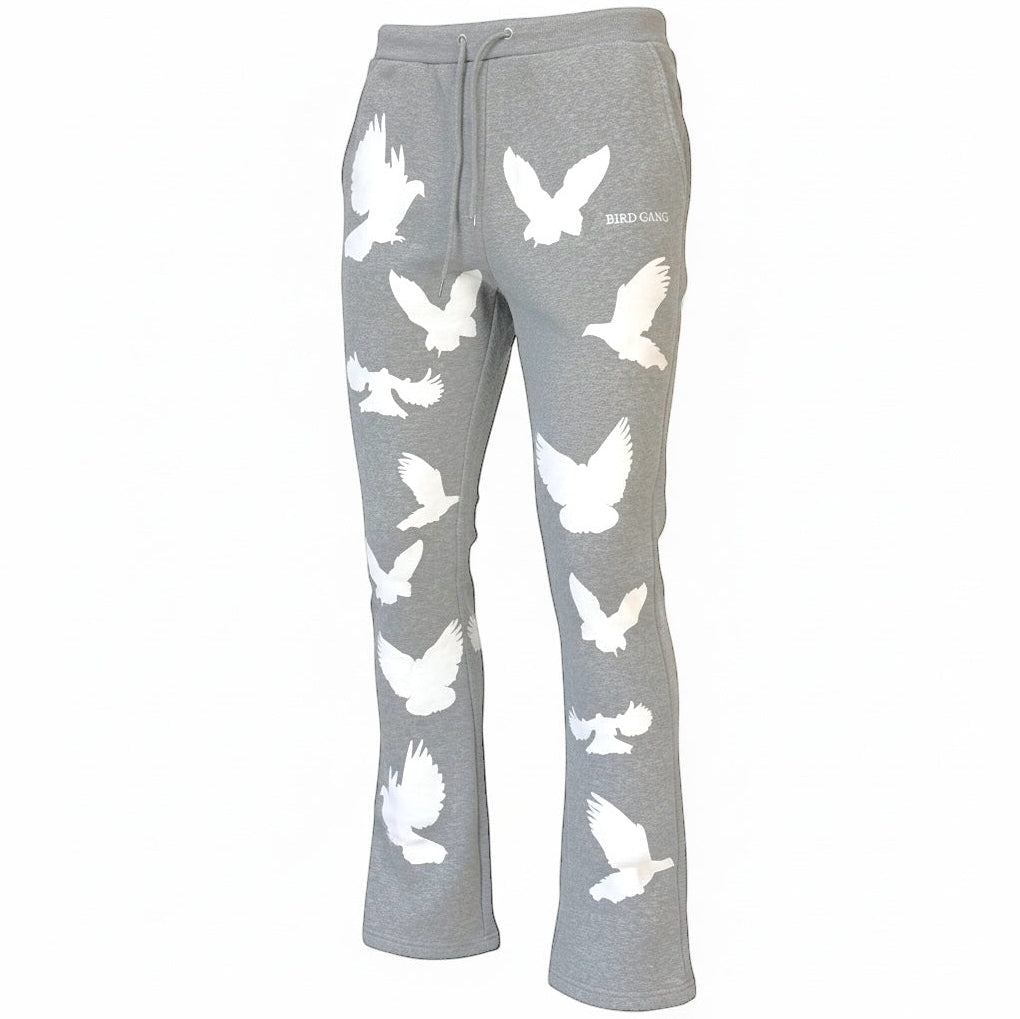Men's Bird Gang Stacked Sweatpants in GREY