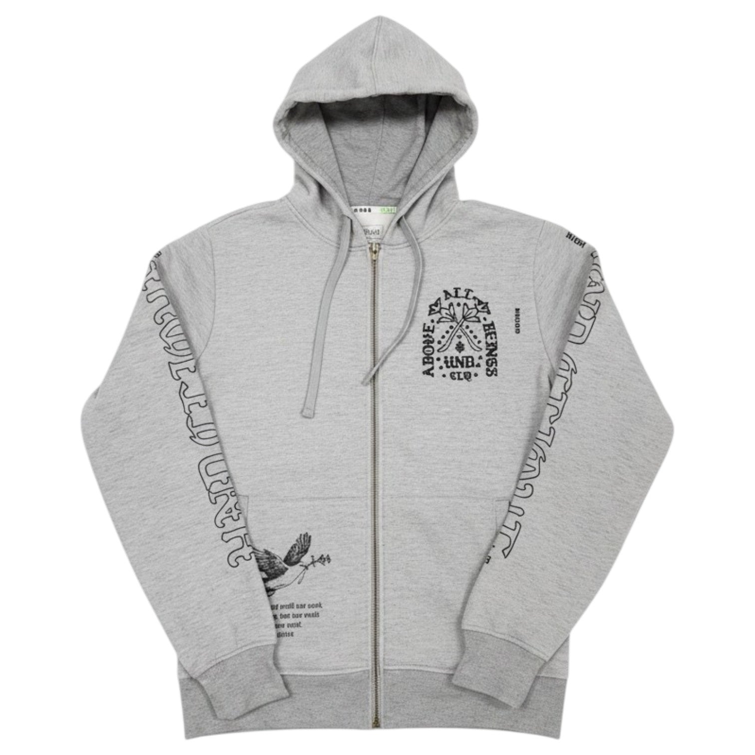 Men's Above All Rhinestone Zip-Up Hoodie in Gray