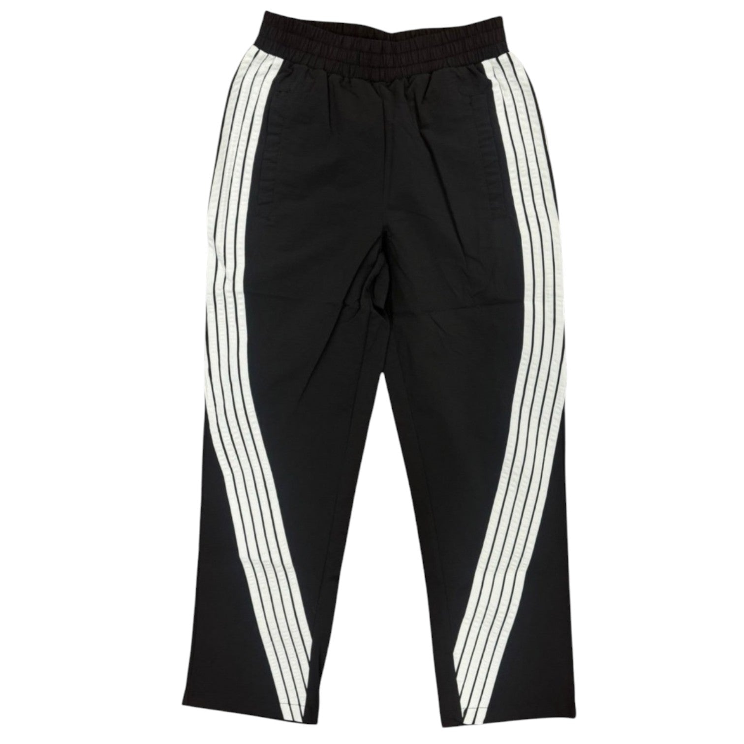 Kids Nylon Stripes Pants in Black