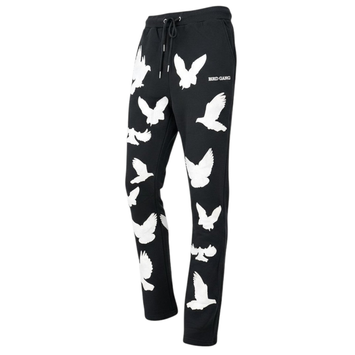 Men's Bird Gang Stacked Sweatpants in Black