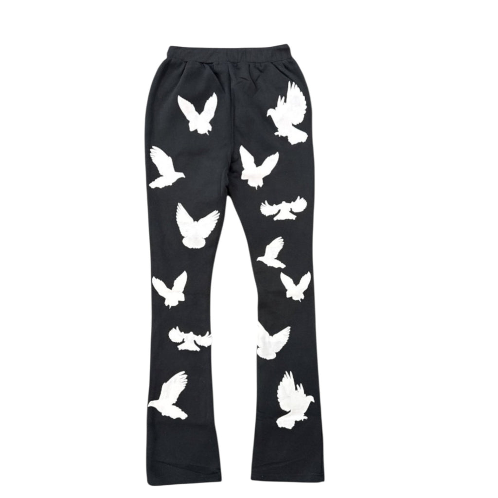 Men's Bird Gang Stacked Sweatpants in Black