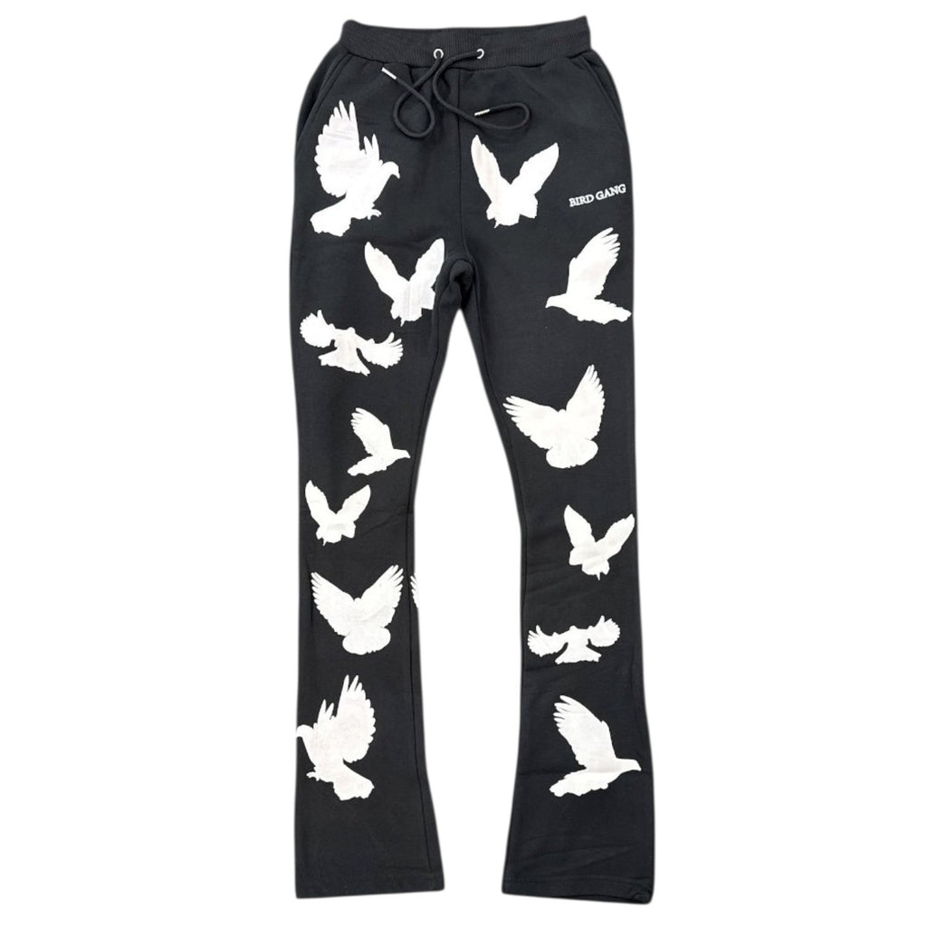 Men's Bird Gang Stacked Sweatpants in Black