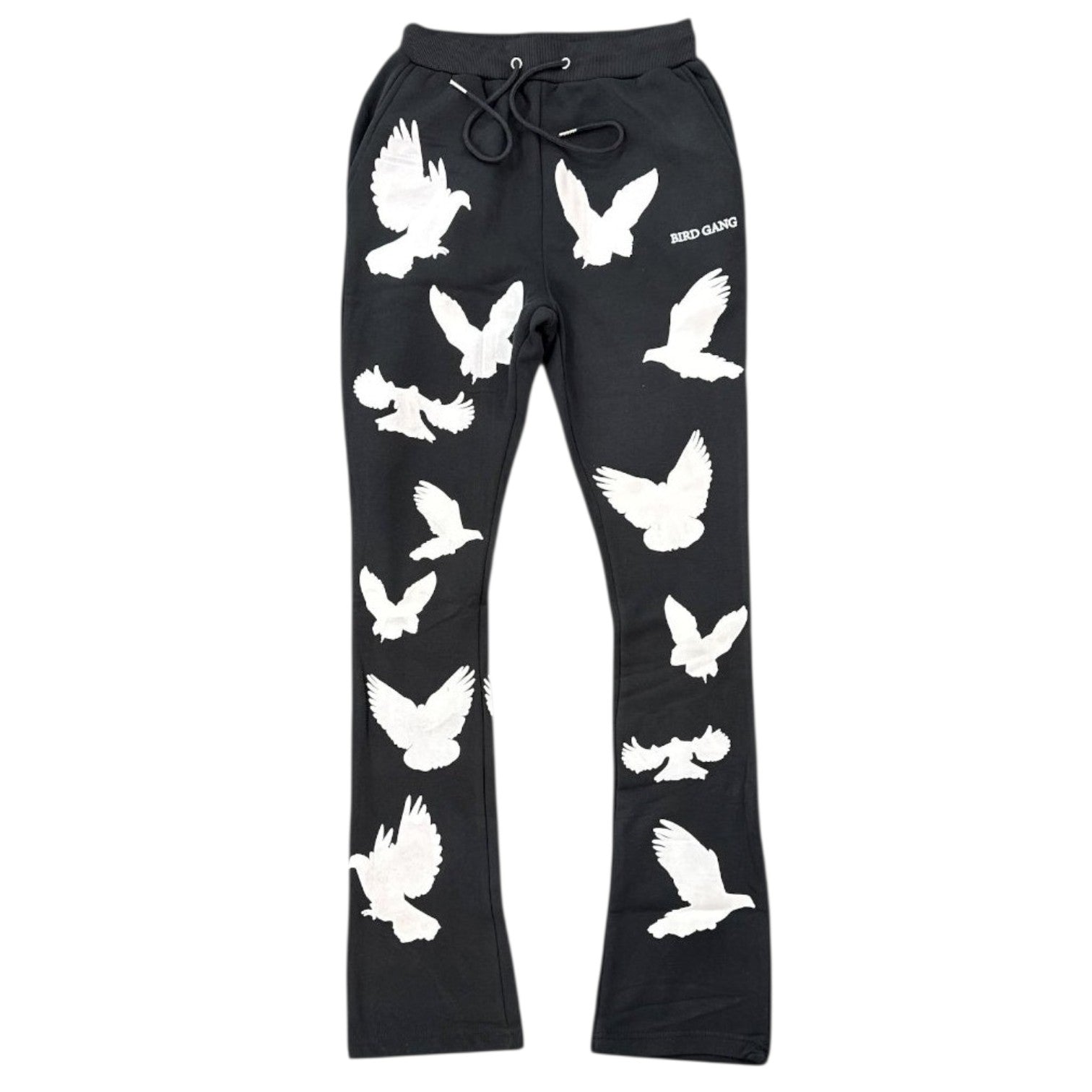 Men's Bird Gang Stacked Sweatpants in Black