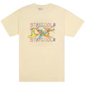 Beige t-shirt with colorful graphic and 'STAY COOL!' text on a white background