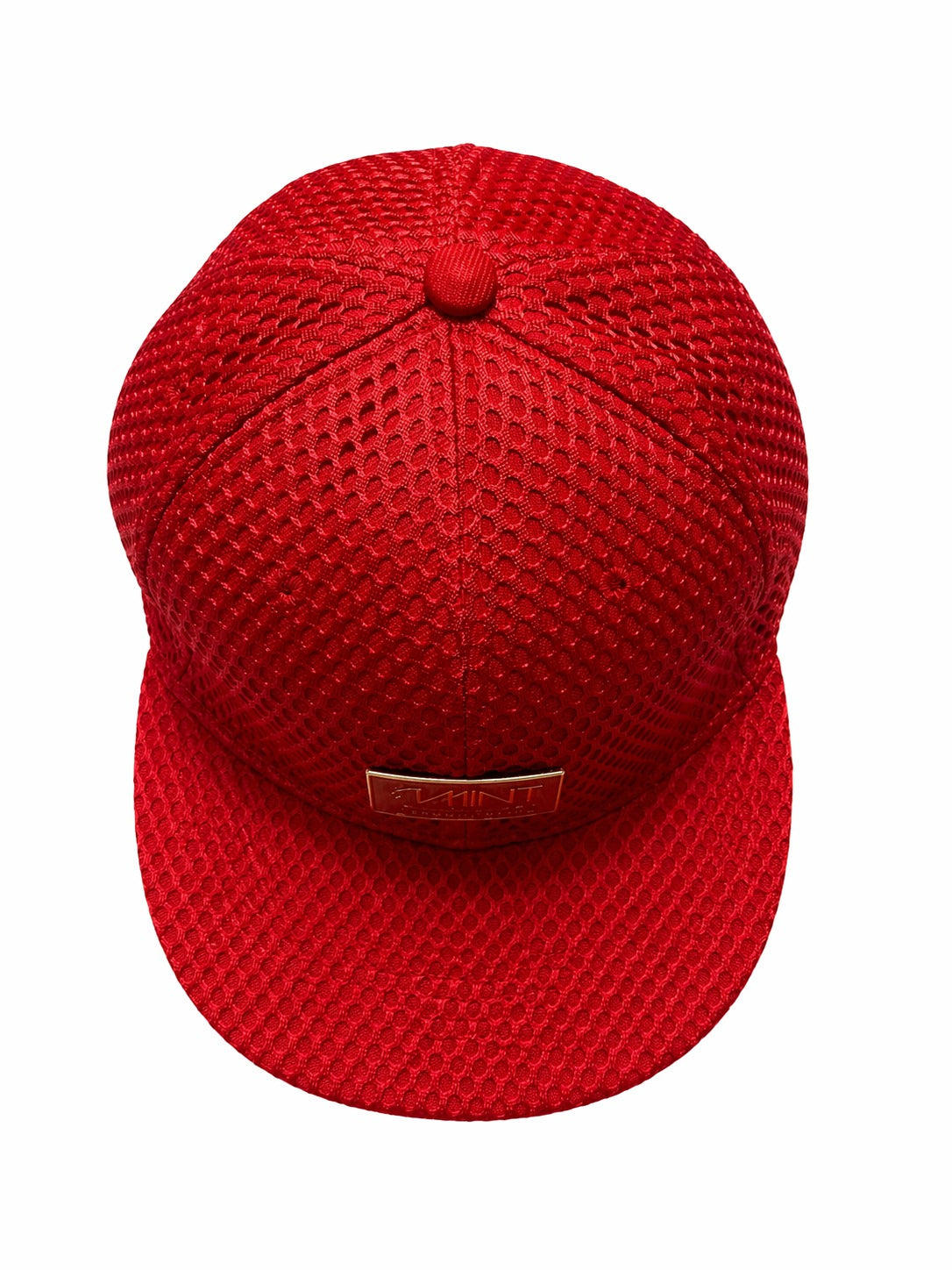 Red textured cap on a white background