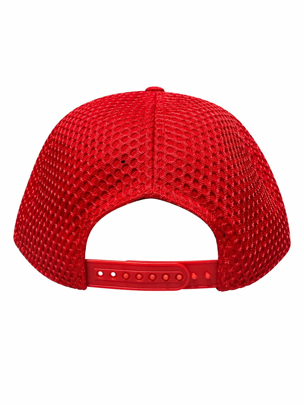 Red mesh cap on a white background