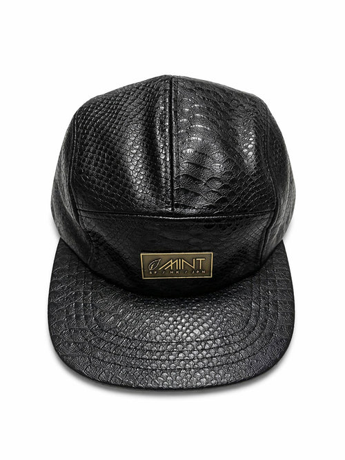 5 Panel Strap back Hat Anaconda Black Cap