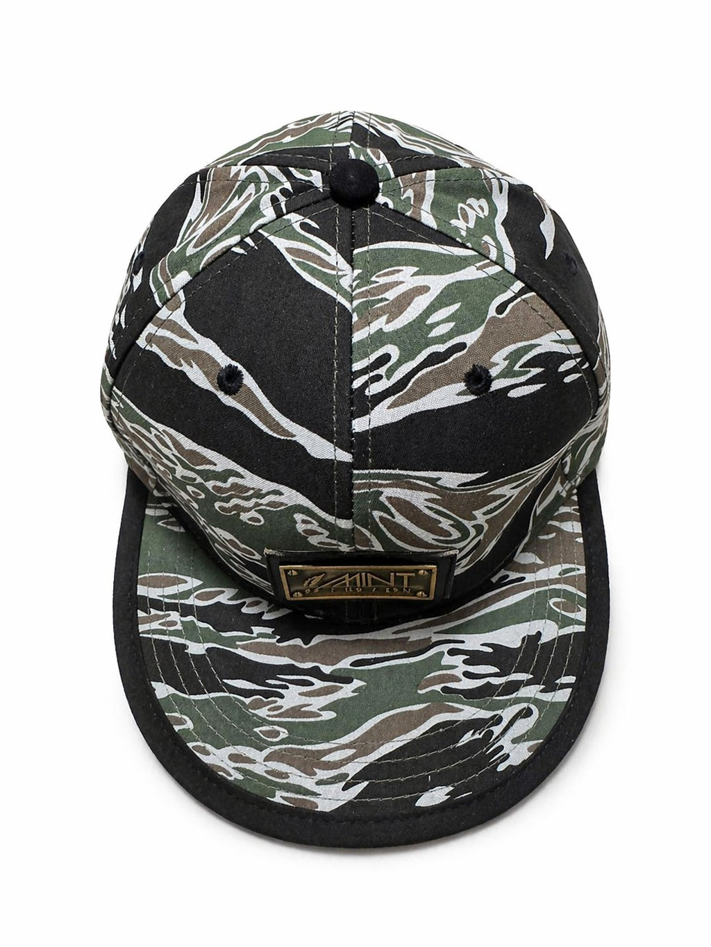 6 Panel Strap Back Hat Green Camo Cap