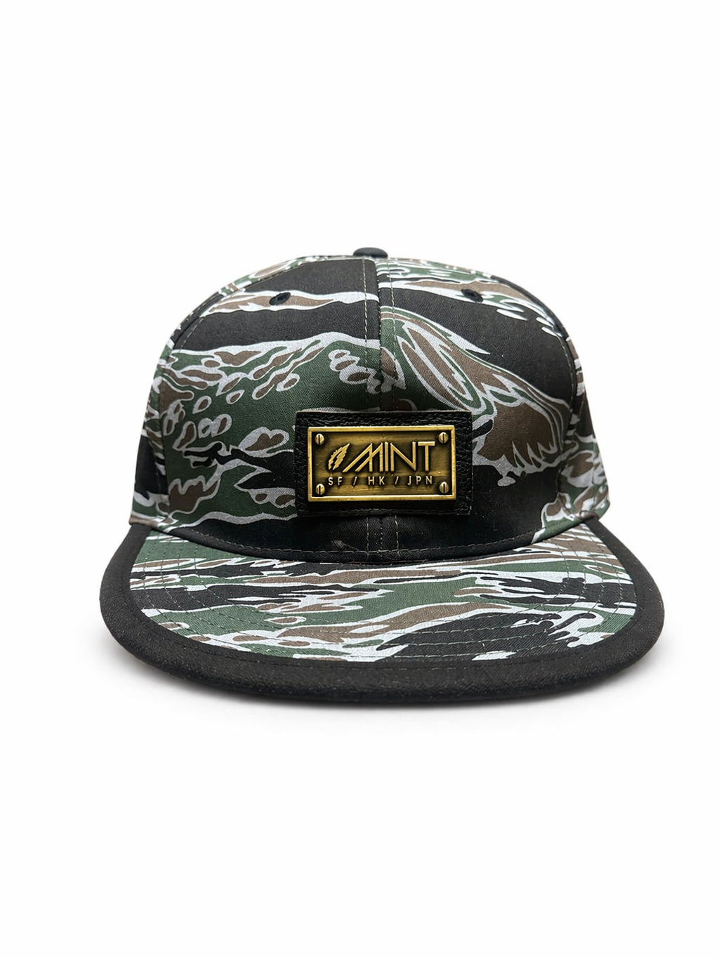 6 Panel Strap Back Hat Green Camo Cap