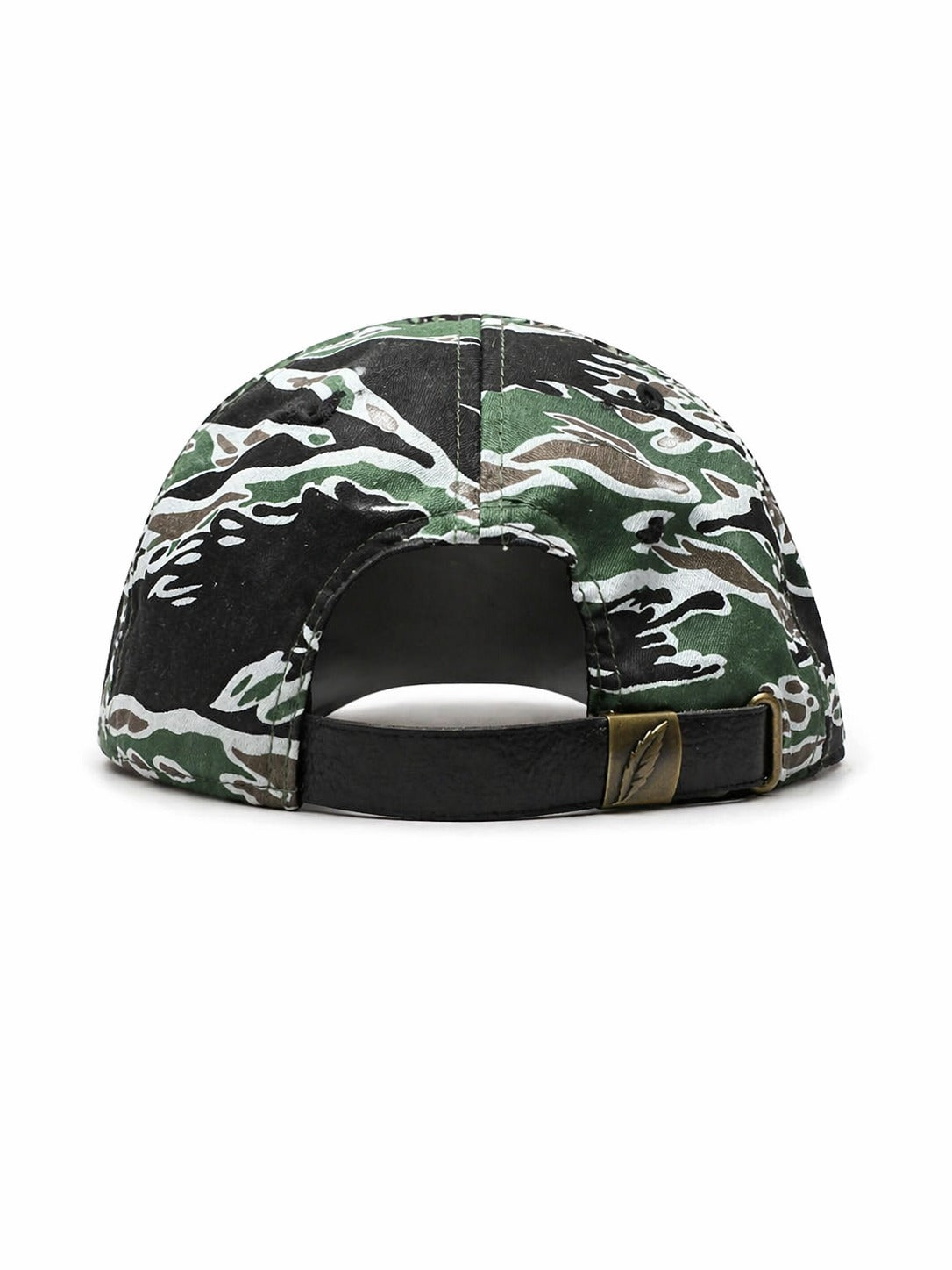 6 Panel Strap Back Hat Green Camo Cap