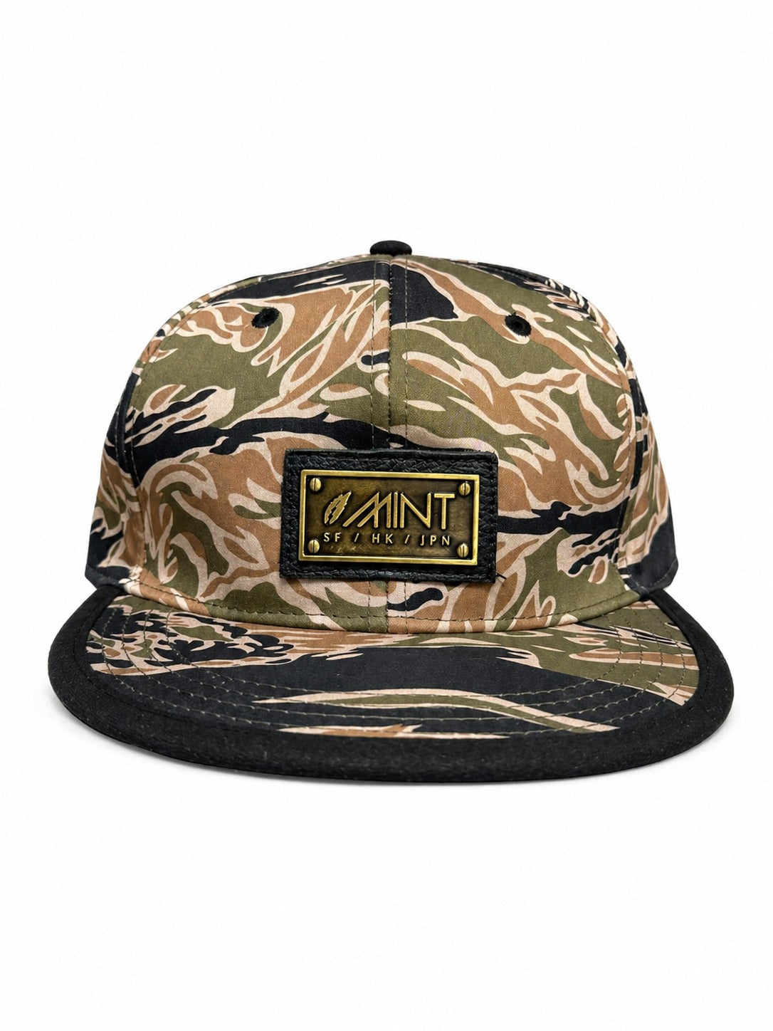 6 Panel Strap Back Hat Tan Camo Cap