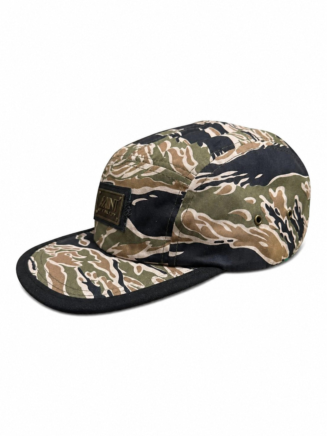 5 Panel Strap Back Hat Tan Camo Cap