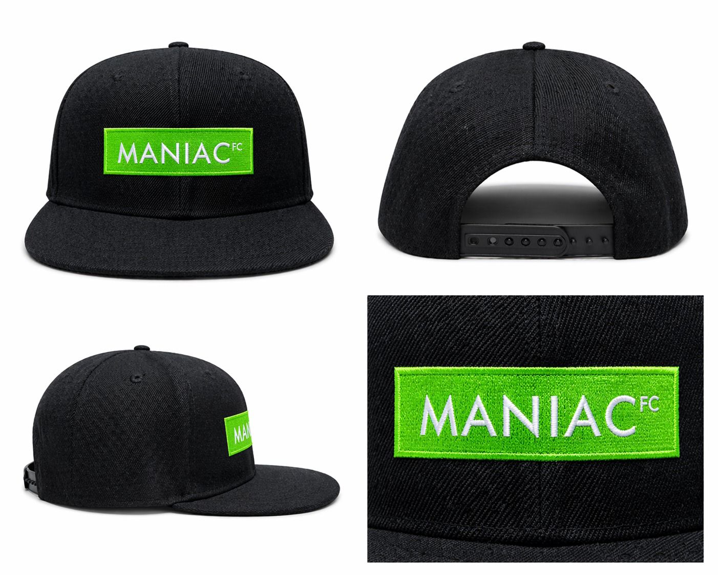 6 Panel Snap Back Hat Maniac Green Cap