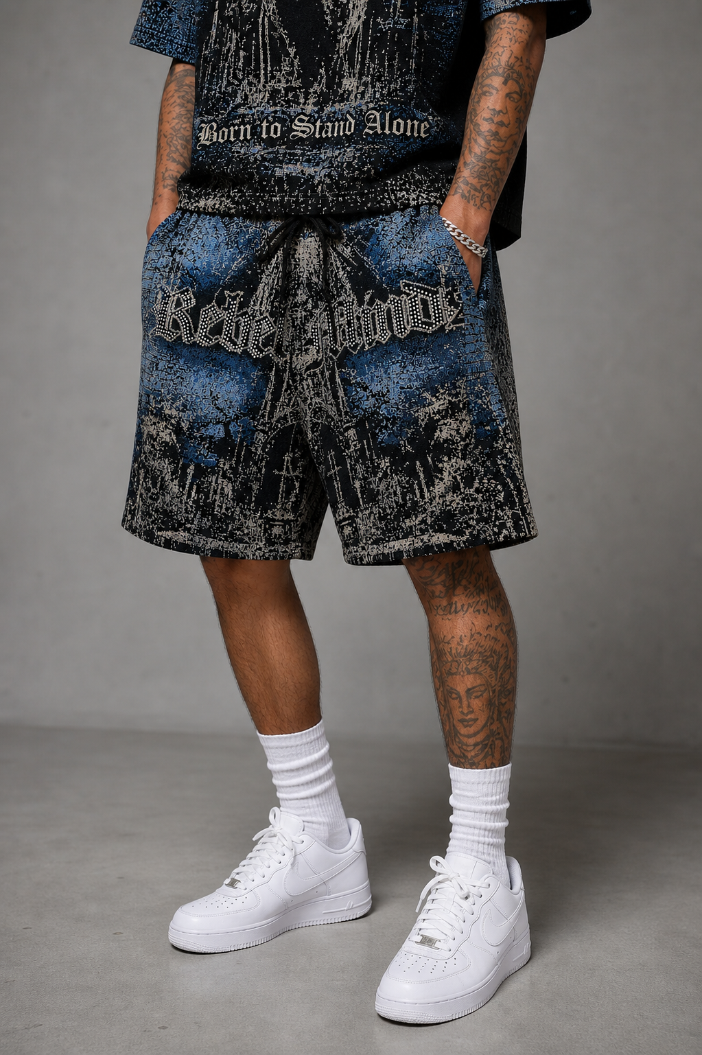 Men's  Stand Alone Tapestry Shorts In Black