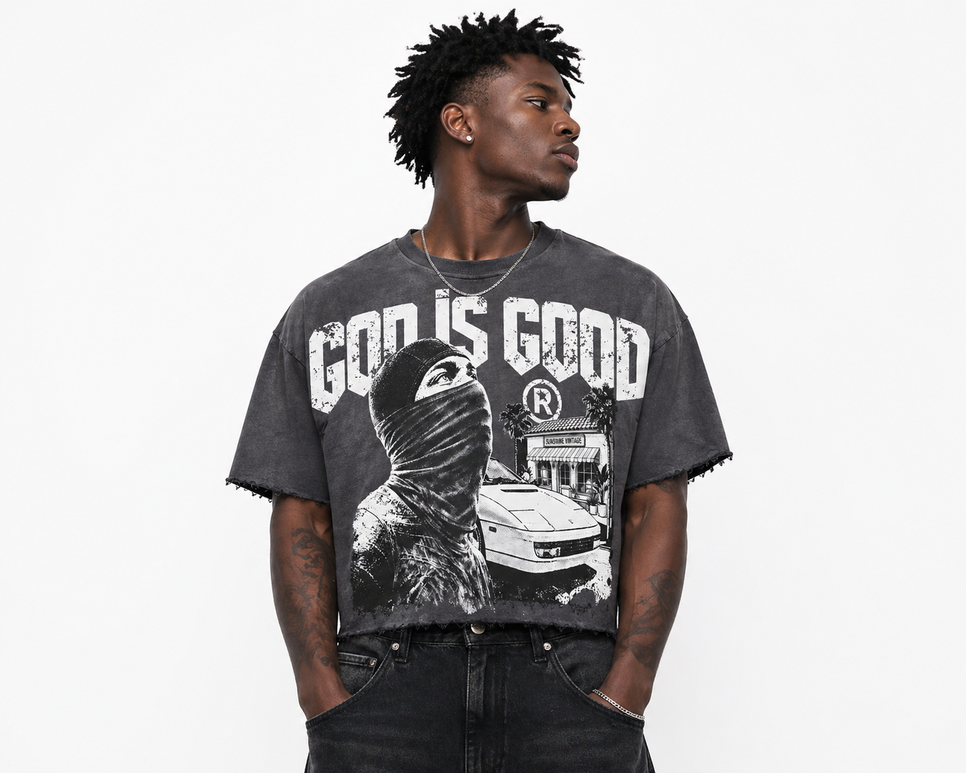Men's God Is Good Oversized Ctop Tee In Gray