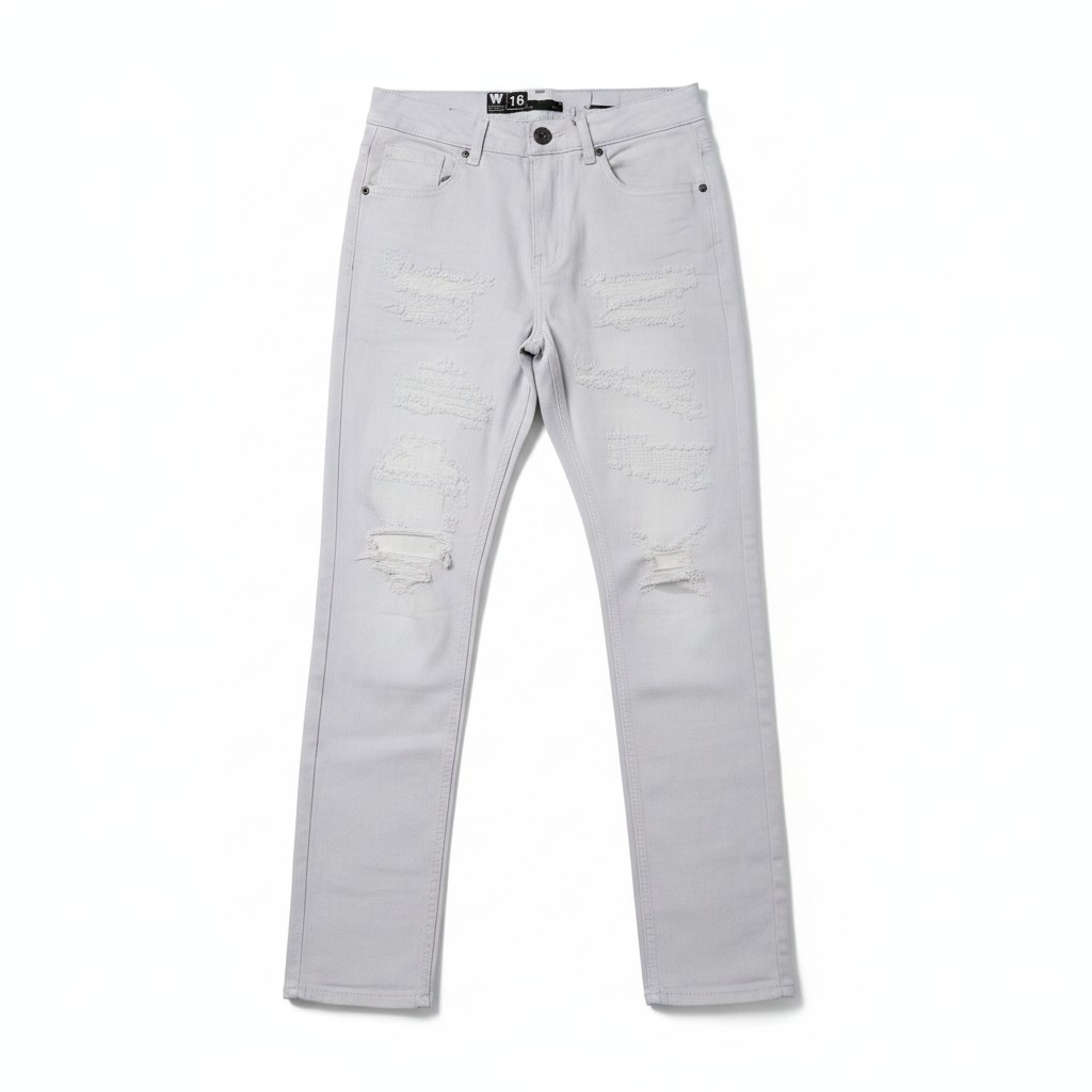Kids Distressed Denim in White