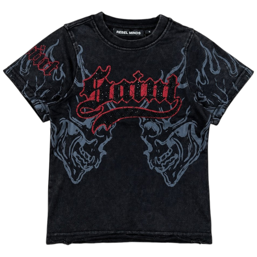 Kid's Saint Rhinestone Shirt In Black