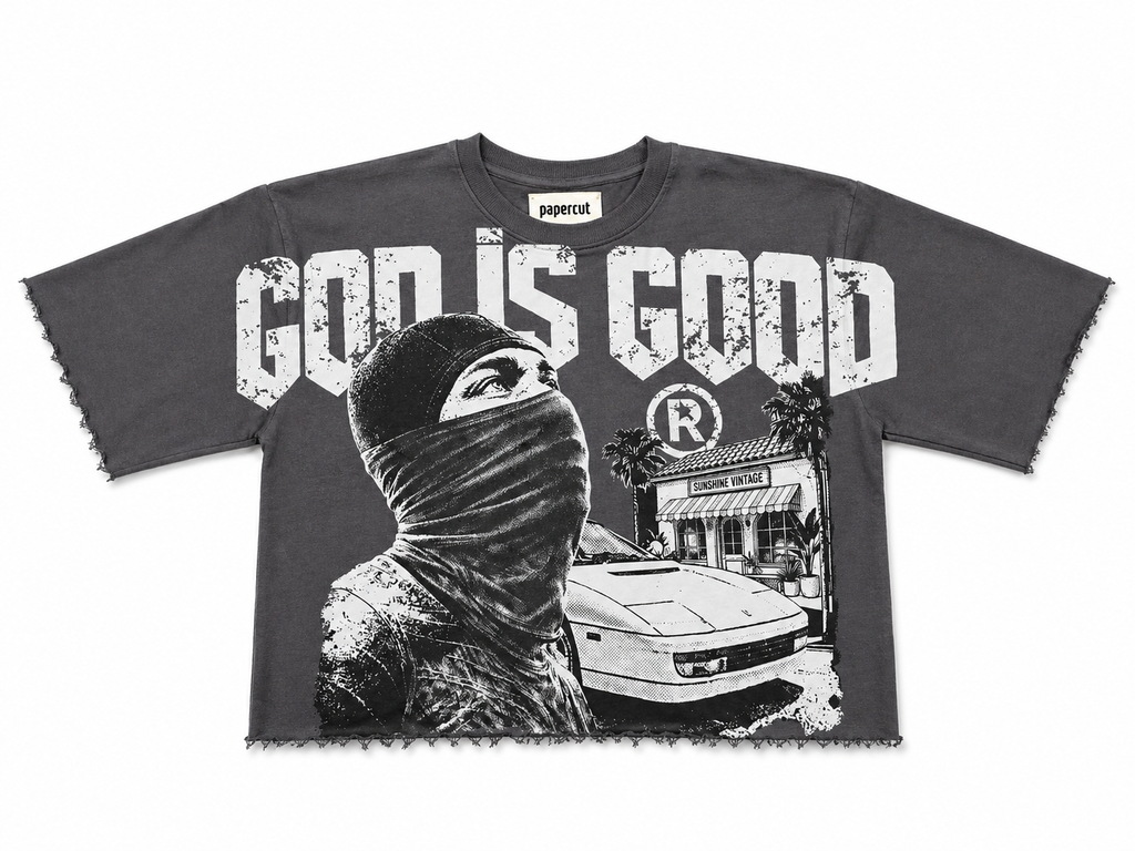 Men's God Is Good Oversized Ctop Tee In Gray