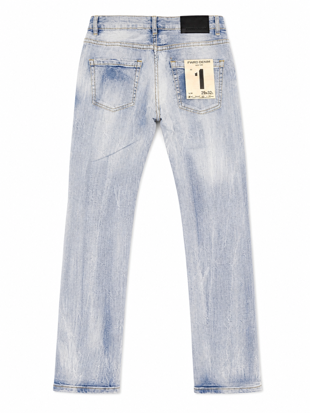 Men's Slim Fit Crystalized Distressed Denim in Ice Blue/Royal Blue