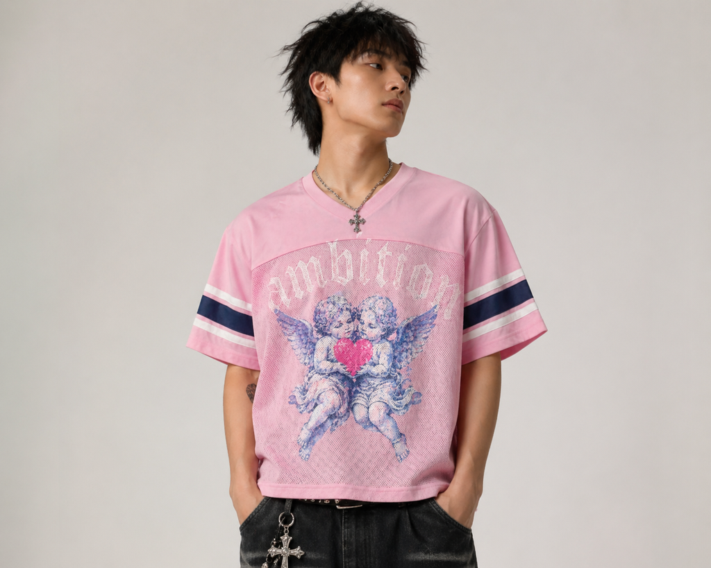 Men's Ambition Mesh Oversized Crop Jersey In Pink