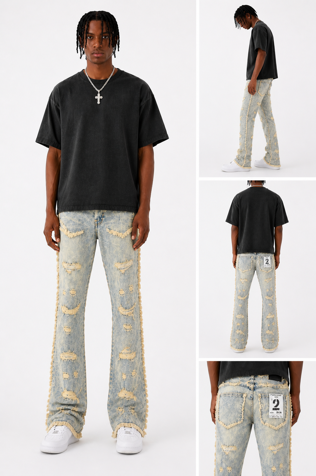 Men's Stacked Flare Denim "No end Denim" in Ice Tint