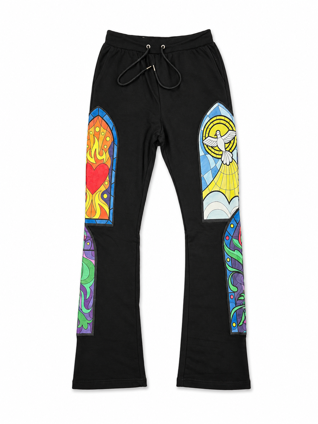 Men's  Stained Glass Stacked Sweatpants In Black