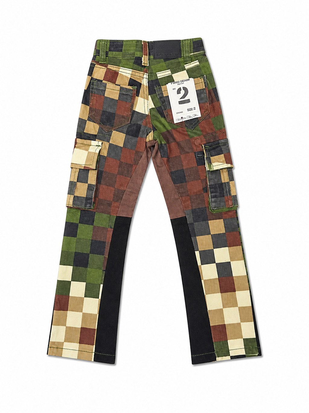 Kids Slim Fit Checker Camo Denim in Olive