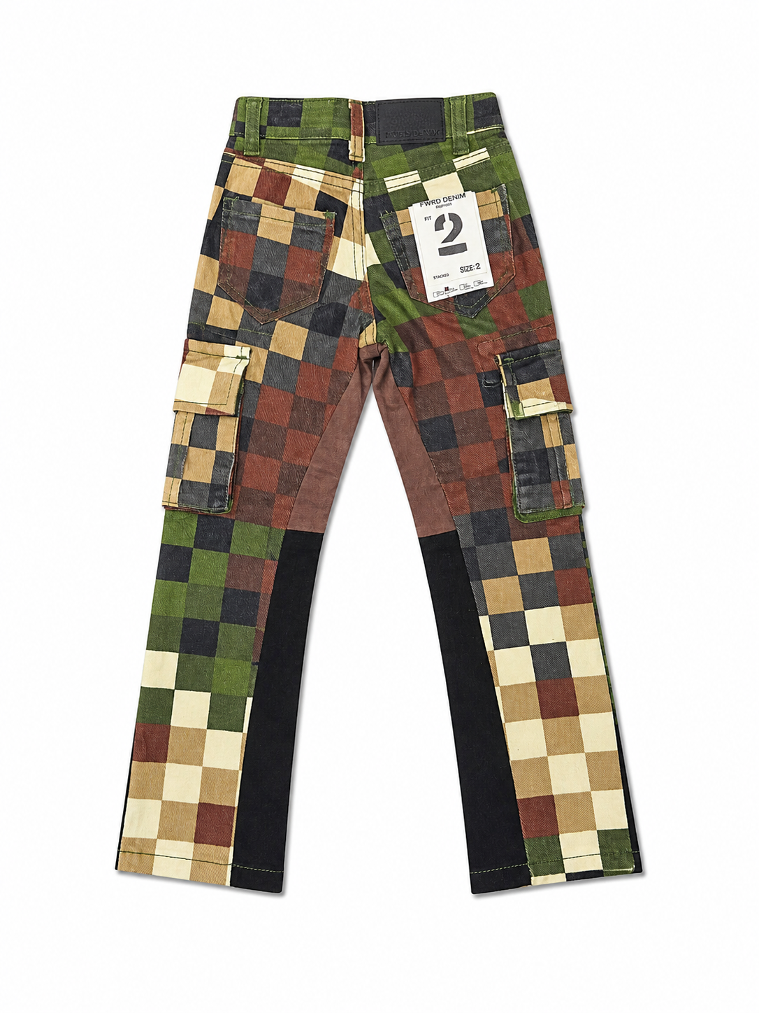 Kids Slim Fit Checker Camo Denim in Olive