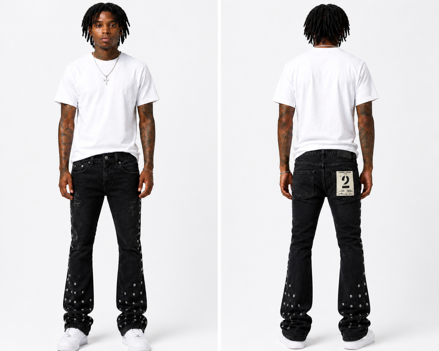 Men's Stacked throw Back Denim in Black
