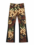 Kids Slim Fit Checker Camo Denim in Olive