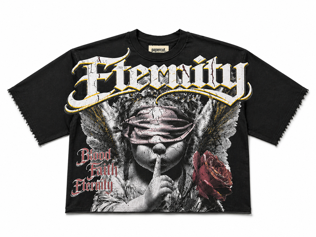 Men's Eternity Oversized Crop Tee In Black