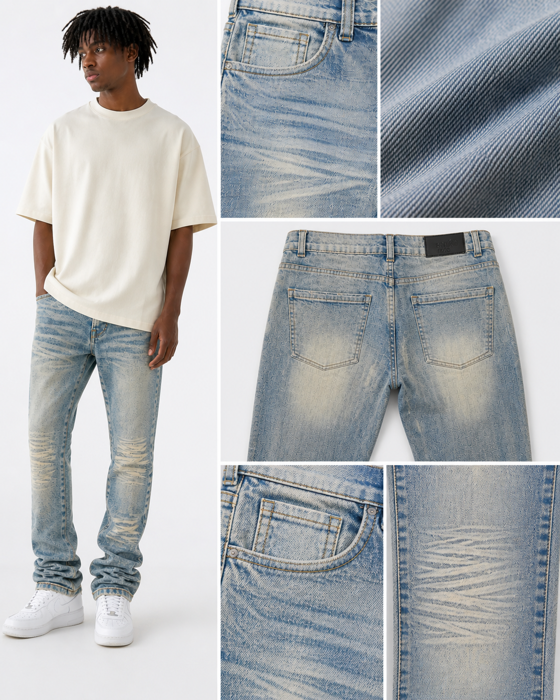 Men's Slim Fit Wash Down Denim in Light Tint