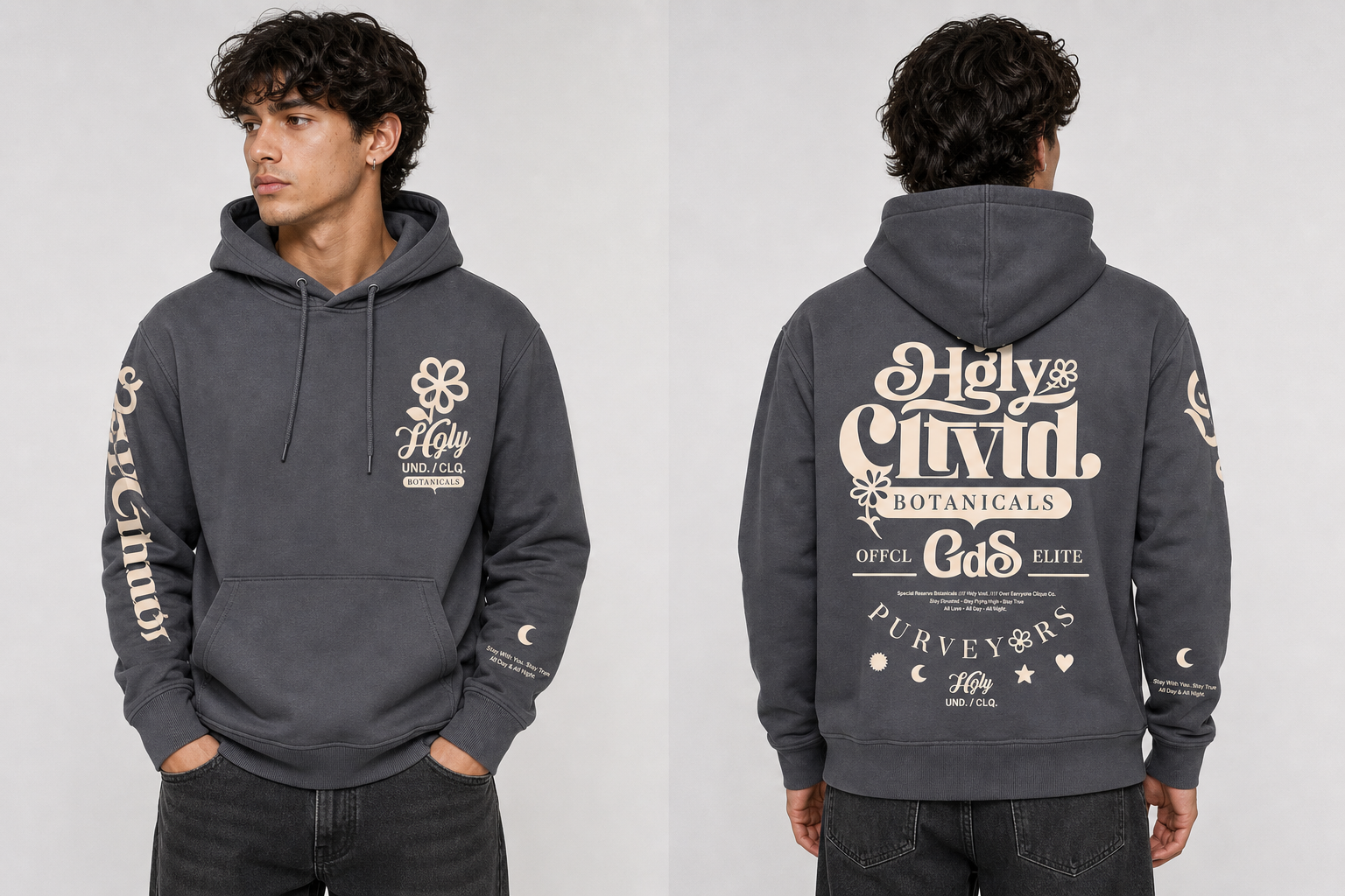 Highly Undrtd Men's Cltvt Botanicals Hoodie in Noir