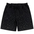 Men's Washed Rhinestone Galaxy Shorts In Black