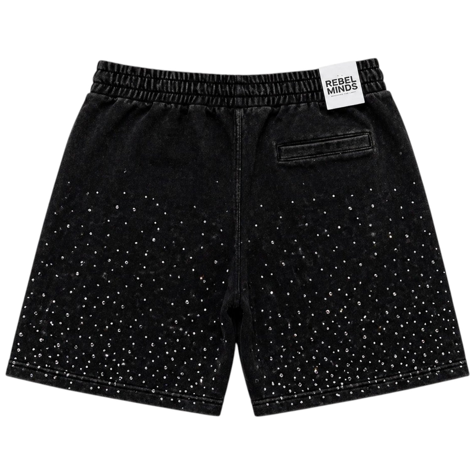 Men's Washed Rhinestone Galaxy Shorts In Black