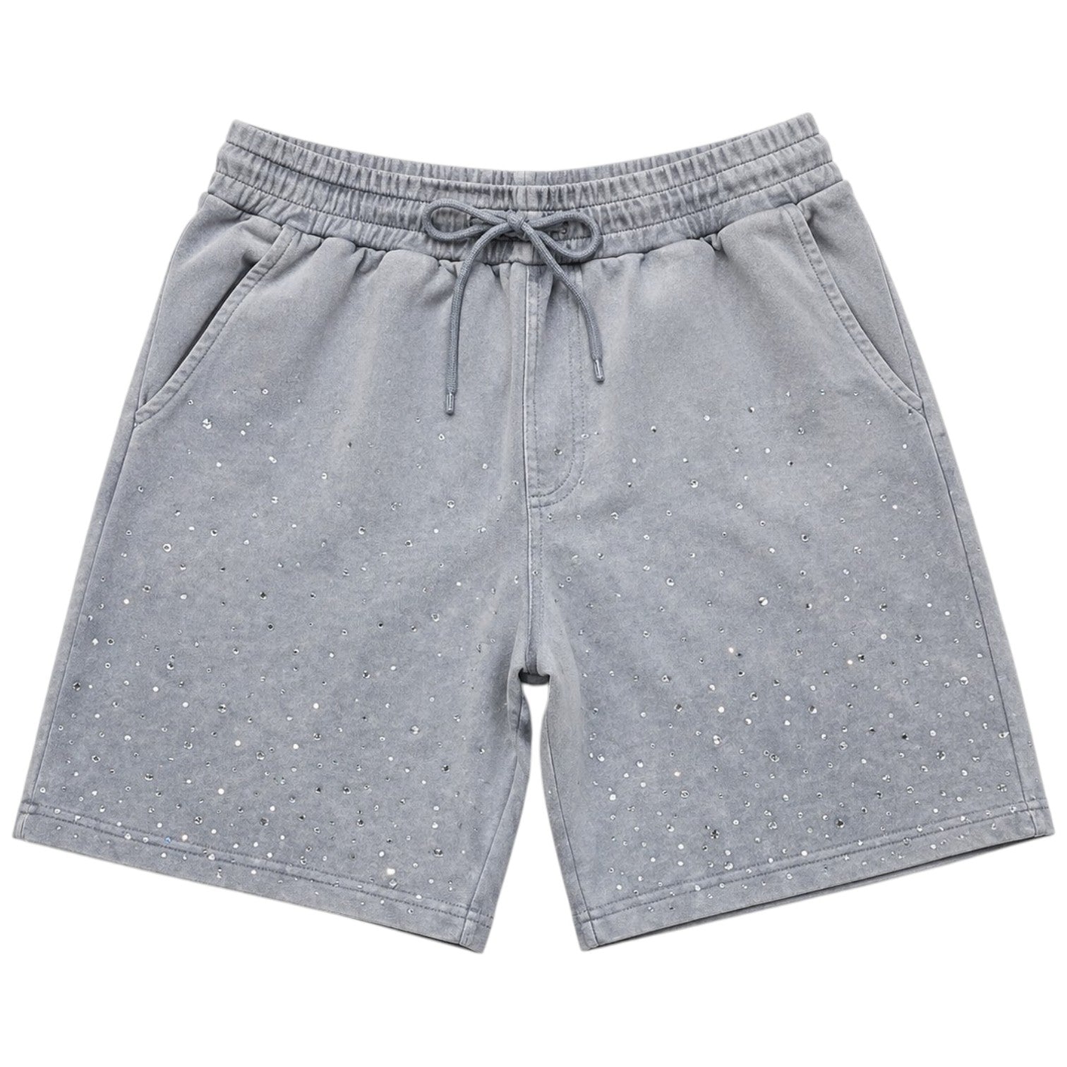 Men's Washed Rhinestone Galaxy Shorts In Lt. Gray