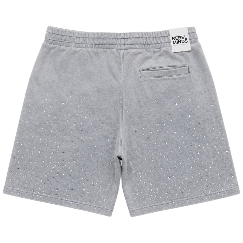 Men's Washed Rhinestone Galaxy Shorts In Lt. Gray