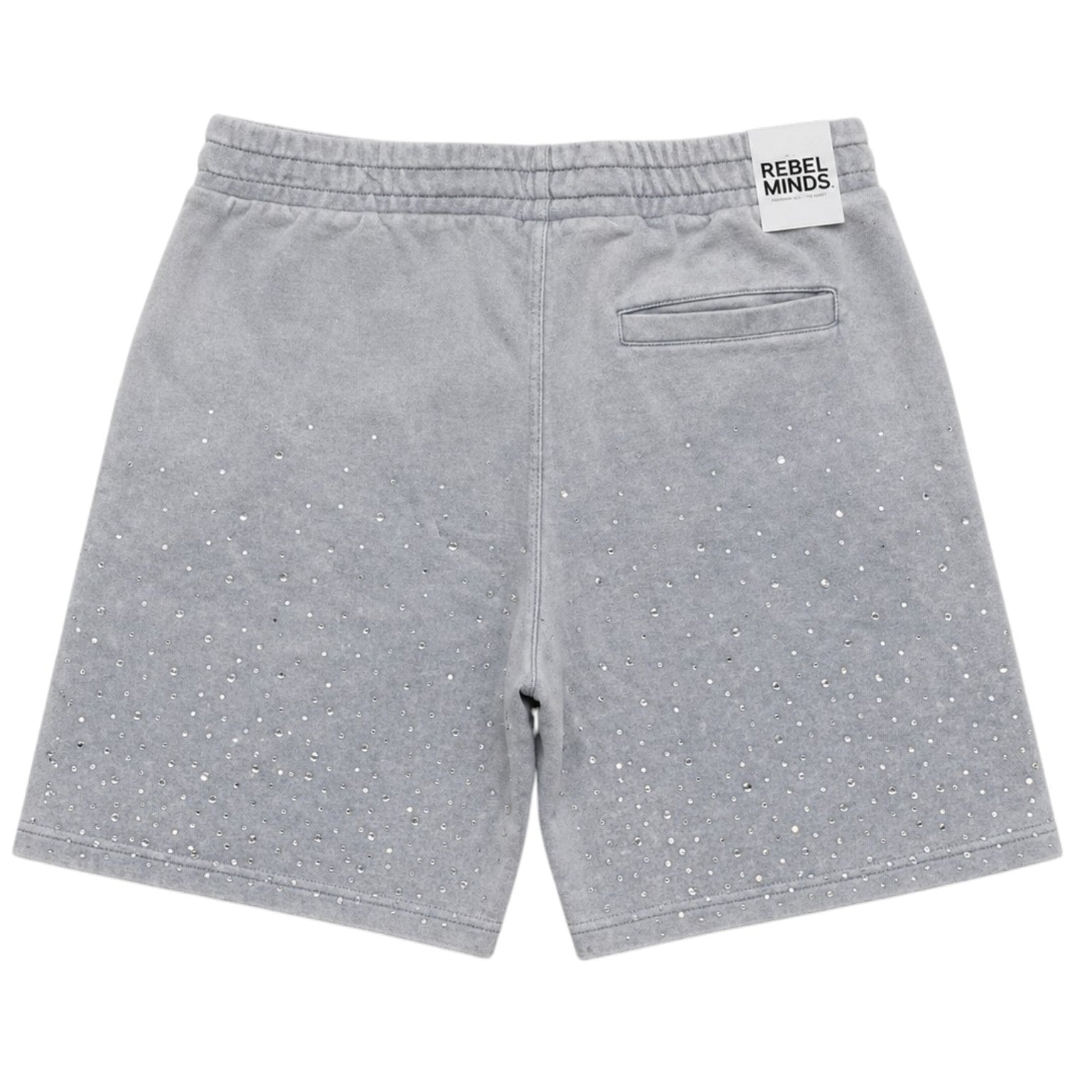 Men's Washed Rhinestone Galaxy Shorts In Lt. Gray