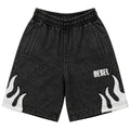 Kids Rebel Flame Shorts In Black