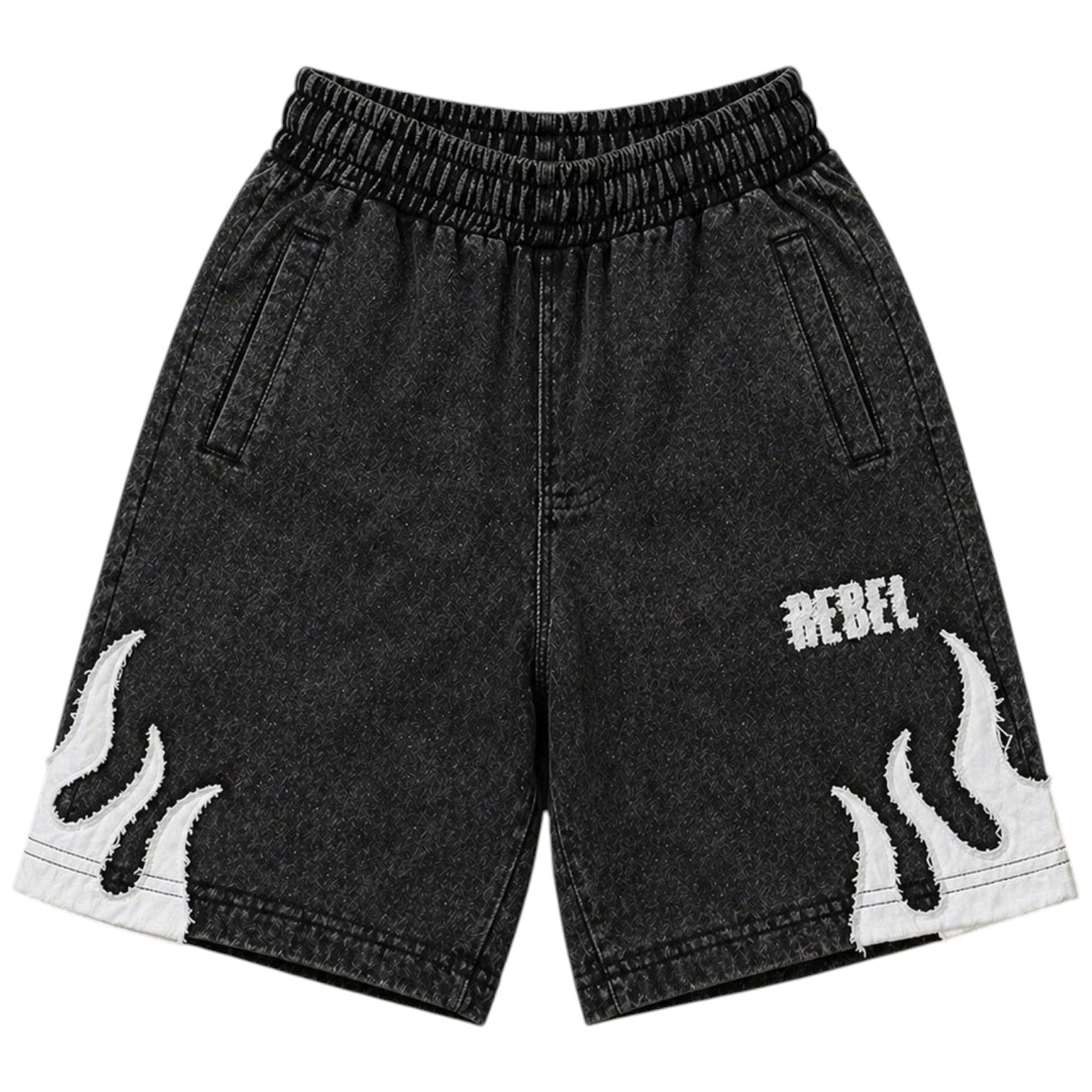 Kids Rebel Flame Shorts In Black