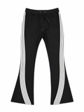 Men's 5 Stripe stacked joggers in Black