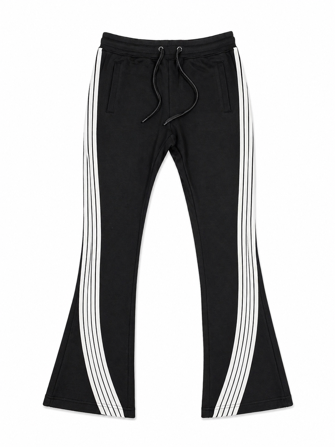 Men's 5 Stripe stacked joggers in Black