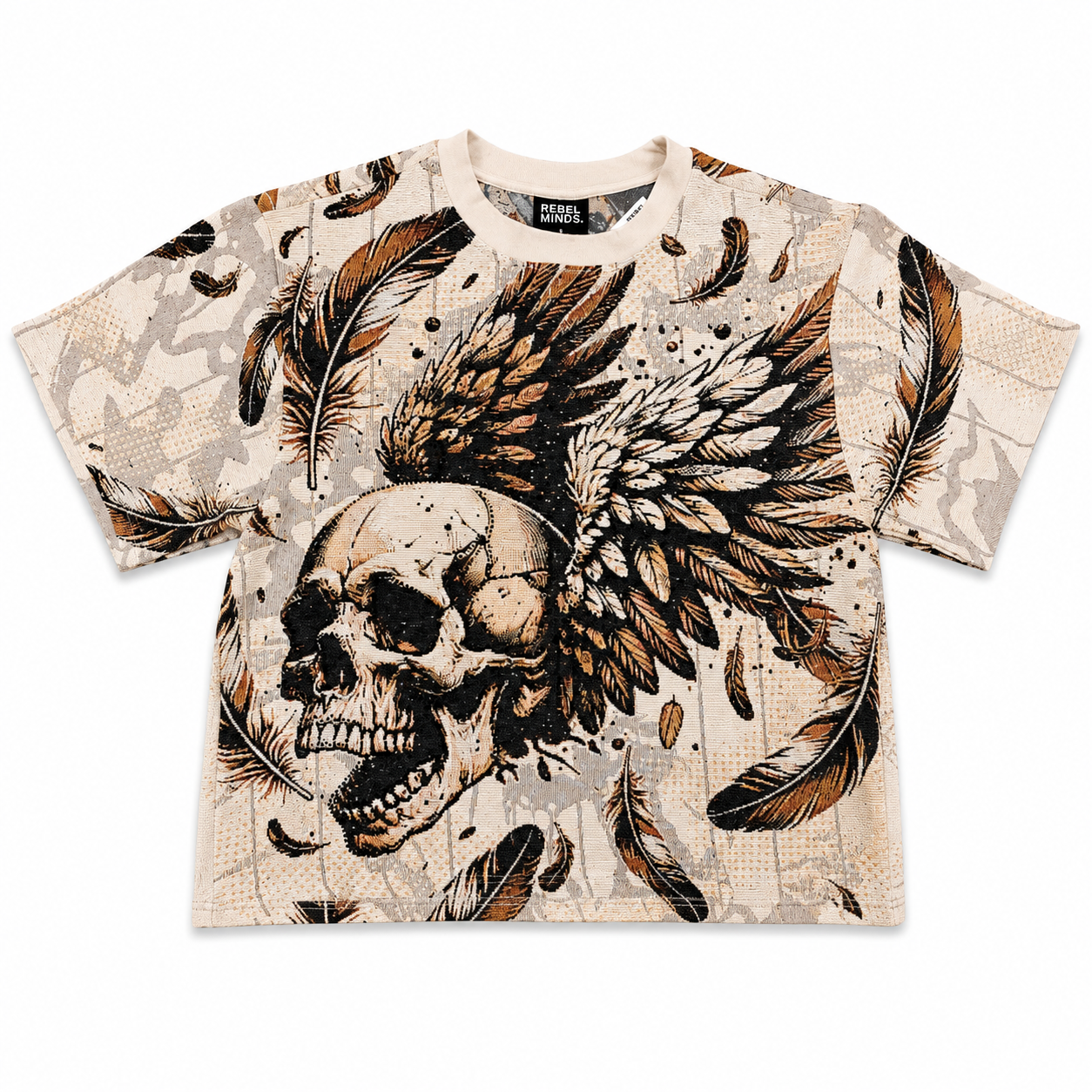 Men's Conquer Rhinestone Tapestry T-Shirt In Cream