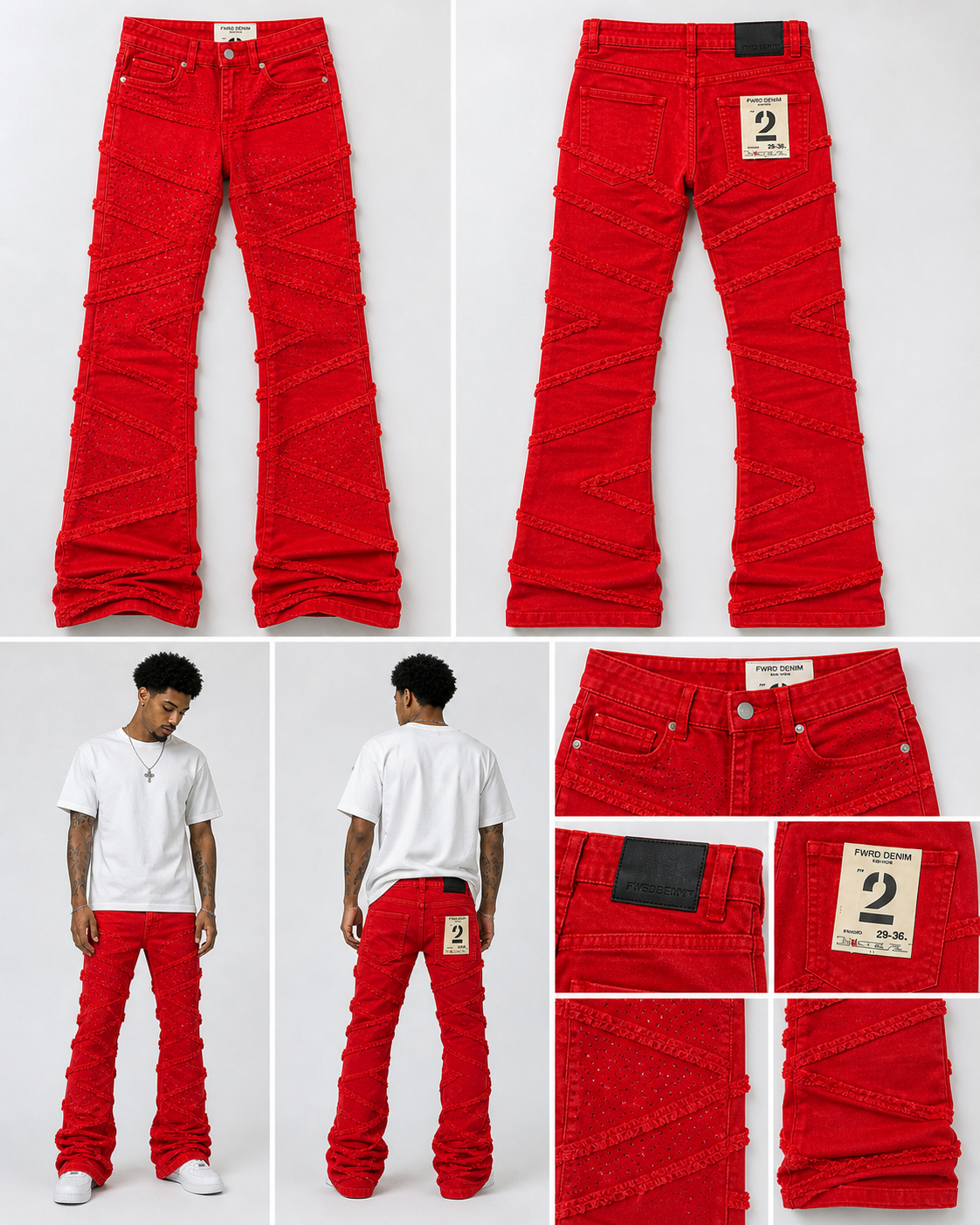 Men's Stacked Slash Twill Pants in Red