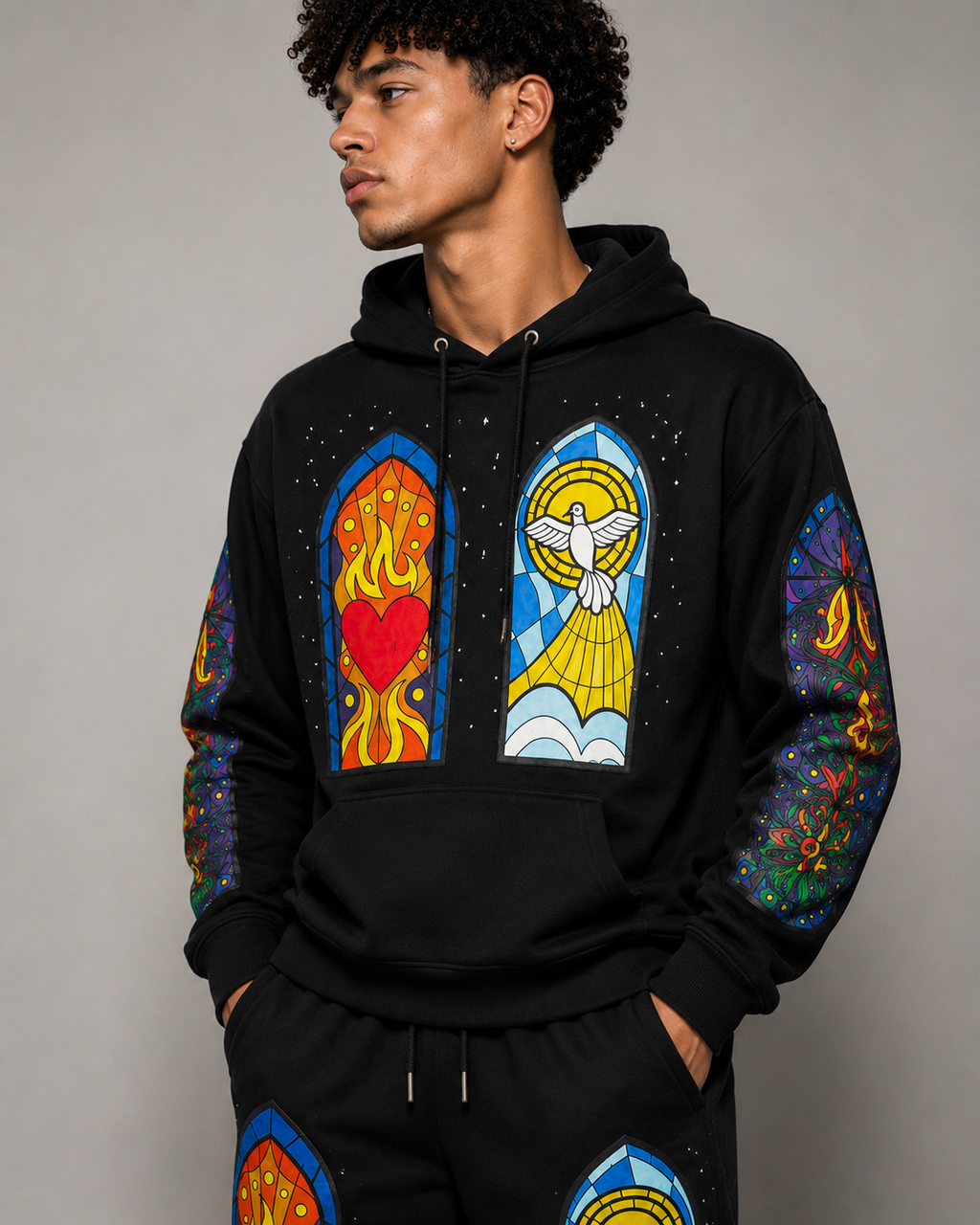 Men's Stained Glass Hoodie In Black