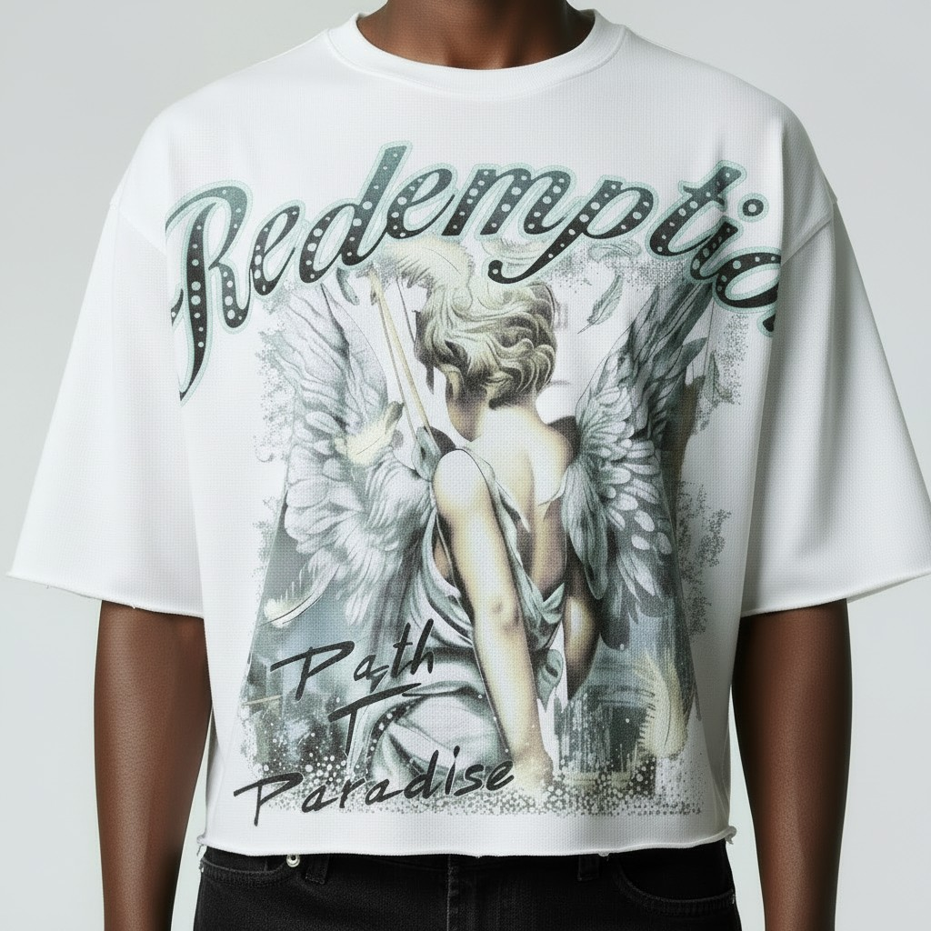 Men's Redemption Oversized Crop Tee In White