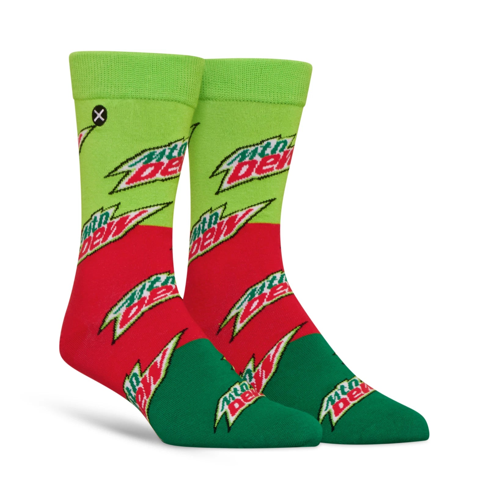 Mountain Dew Crew Socks 2 Pair Novelty Soda Graphic Unisex Men Women
