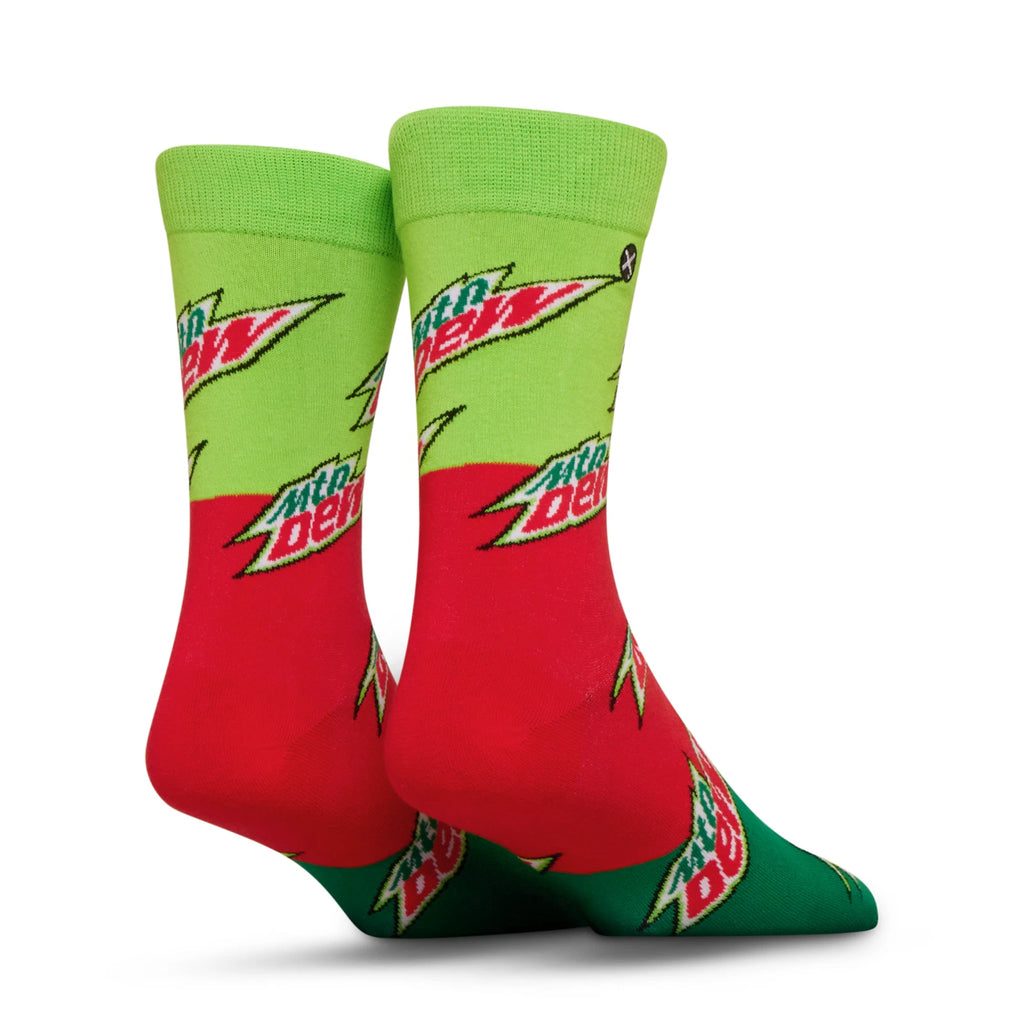 Mountain Dew Crew Socks 2 Pair Novelty Soda Graphic Unisex Men Women
