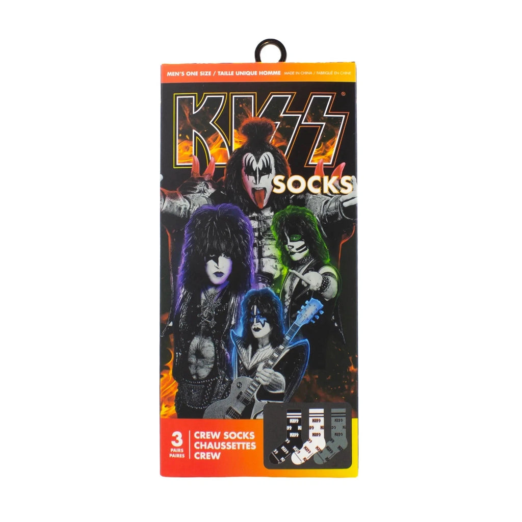 KISS 3 Pair Crew Socks Gift Box Men's One Size Rock Band Novelty Socks