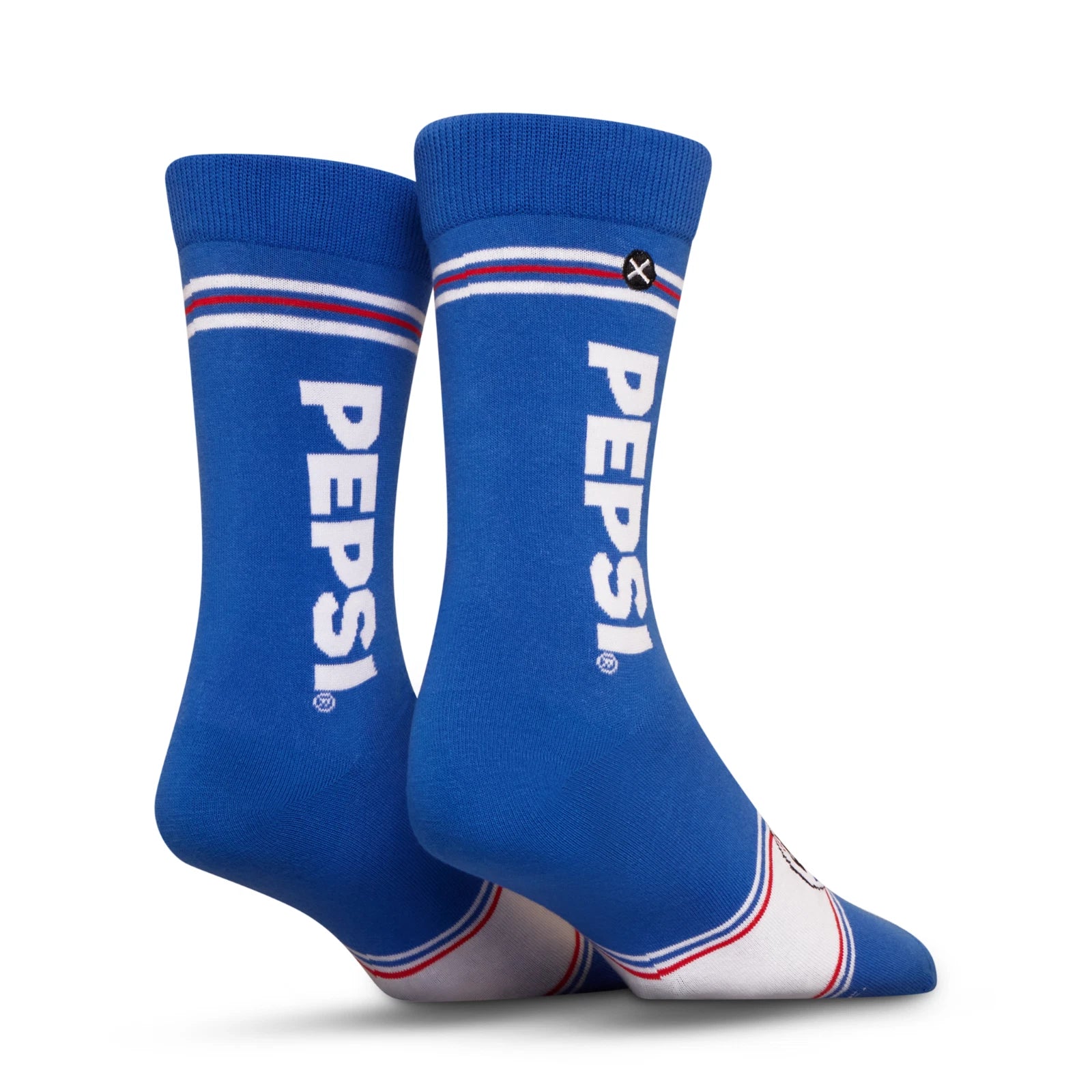 Blue socks with Pepsi logo on a white background